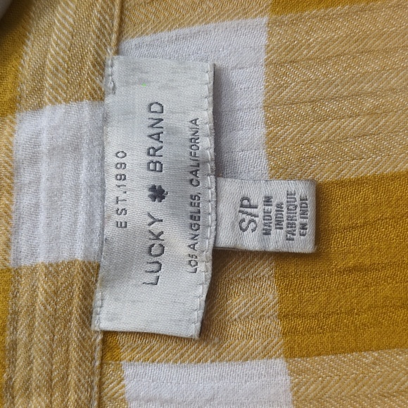 Lucky Brand Women's Gold Checkered Button Down Shirt Size S - Picture 3 of 5